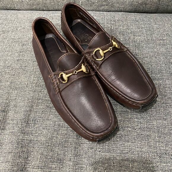 Gucci Dark Brown Leather Loafers with Gold Hardware main image 8